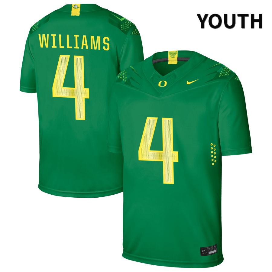 Oregon Ducks Youth #4 Bennett Williams Football College Authentic Green NIL 2022 Nike Jersey WVD06O4R